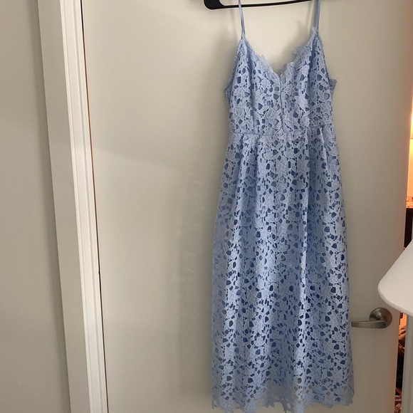 Astr | Dresses | Light Blue Lace Overlay Midi Dress Astr The Label |  Poshmark